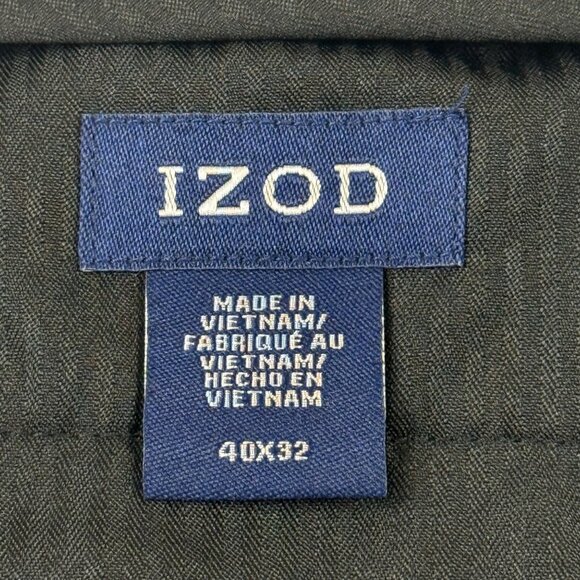 Izod Men's Flat Front Straight Leg Classic Fit Grey Dress Pants Size 40x32 - Picture 5 of 10
